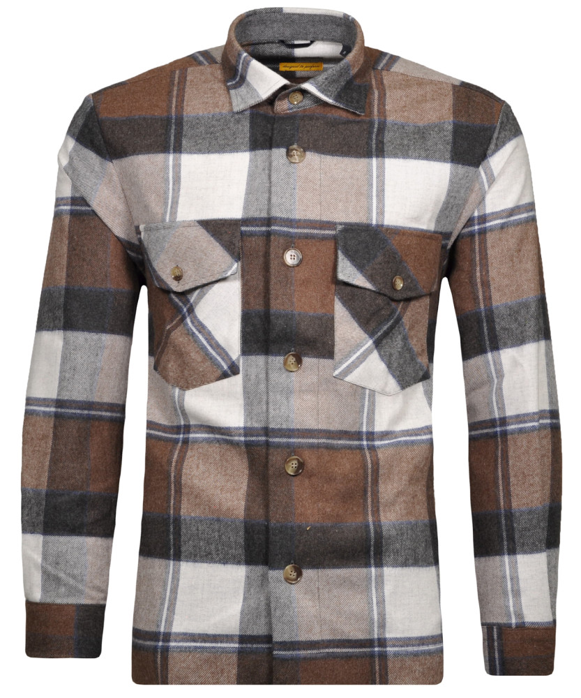 Plaid-Check Button Front Shirt Jacket - SAINT CROIX