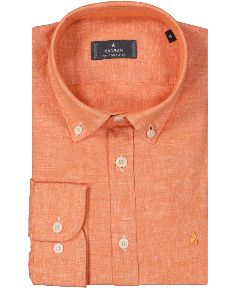 Shirt with Button-Dow-collar, cotton-linen | Ragman men's fashion