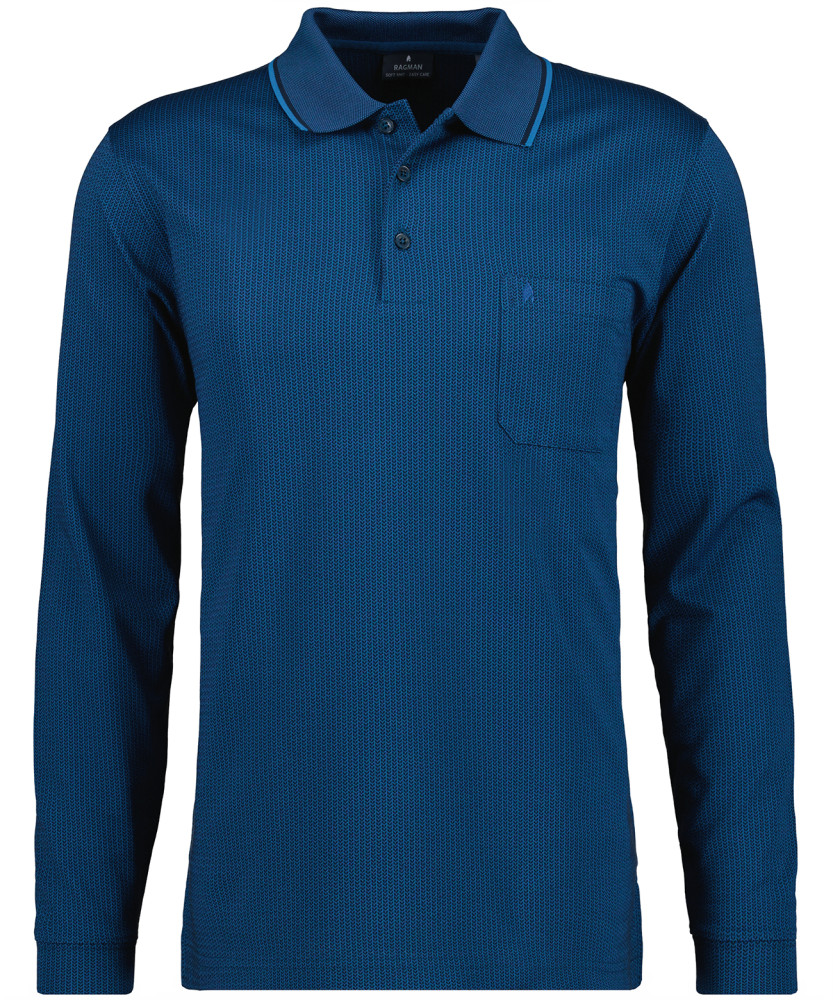 Softknit-Polo Jacquard, Langarm