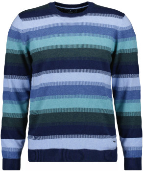 Sweater roundneck striped, cotton/cashmere