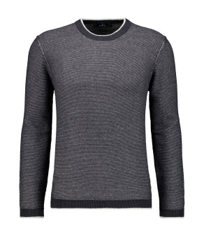 Sweater round bicolour, cotton/cashmere