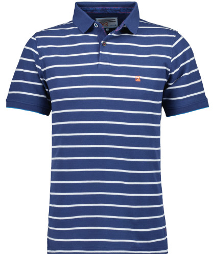 Piqué-Poloshirt gestreift Blau-794