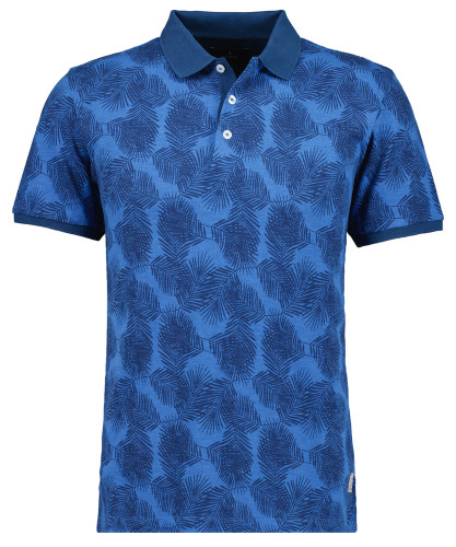 Polo with allover print, Cotton/linen 