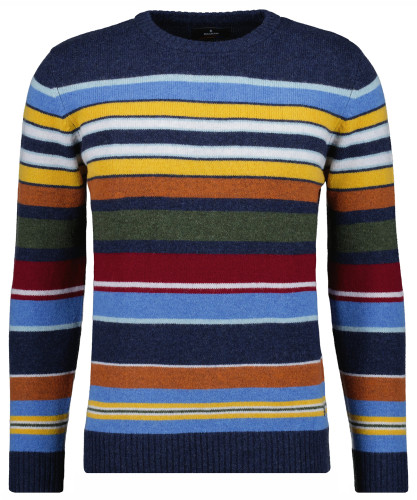 Knitted sweater round neck with stripes 