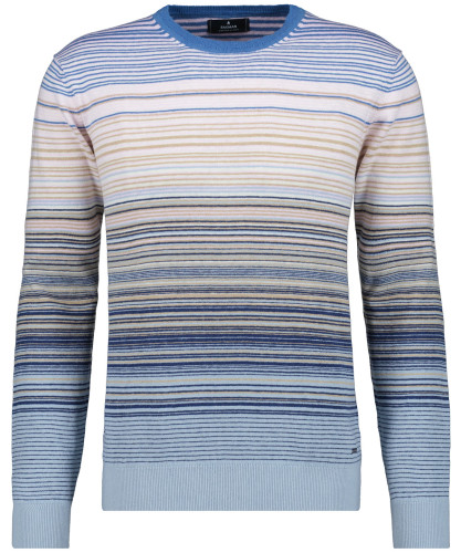 Knitted sweater with stripes, multicolourCotton/linen Royal