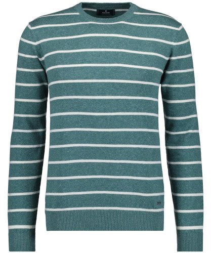 Knitted sweater with stripes, Cotton/linen Green-382