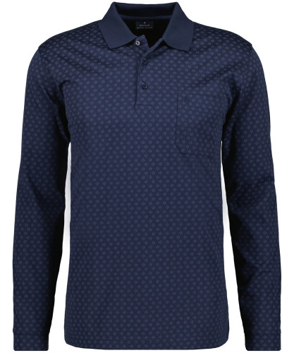 Softknit polo with alloverprint, long sleeve 