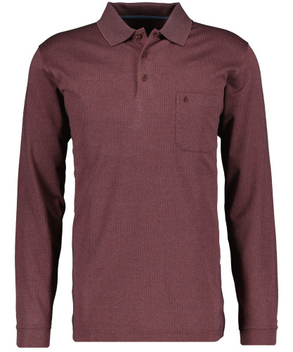 Poloshirt langarm Weinrot-061