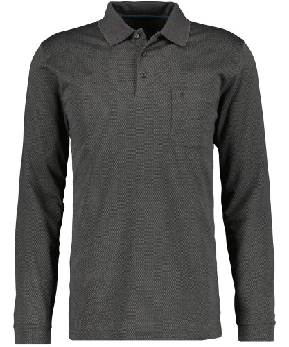 Poloshirt langarm Grau-Melange-194