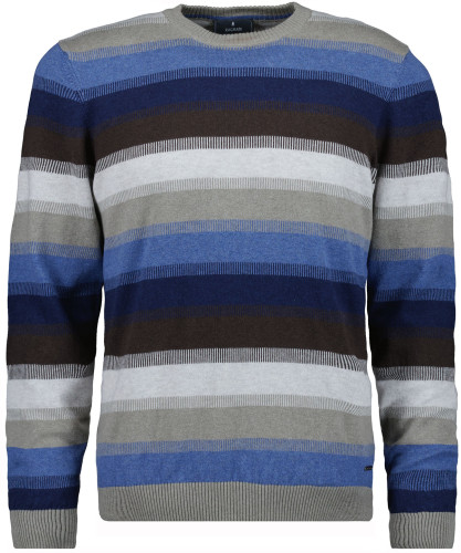 Sweater roundneck striped, cotton/cashmere 