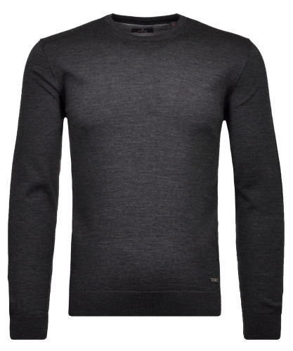 Merino-Pullover Rundhals Anthrazit-019