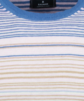 Knitted sweater with stripes, multicolourCotton/linen