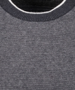 Sweater round bicolour, cotton/cashmere