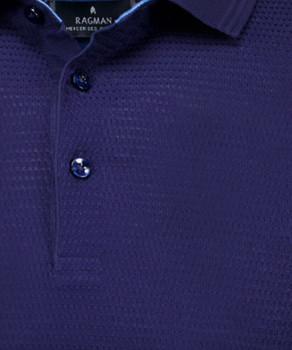 Polo with rib button, mercerized cotton